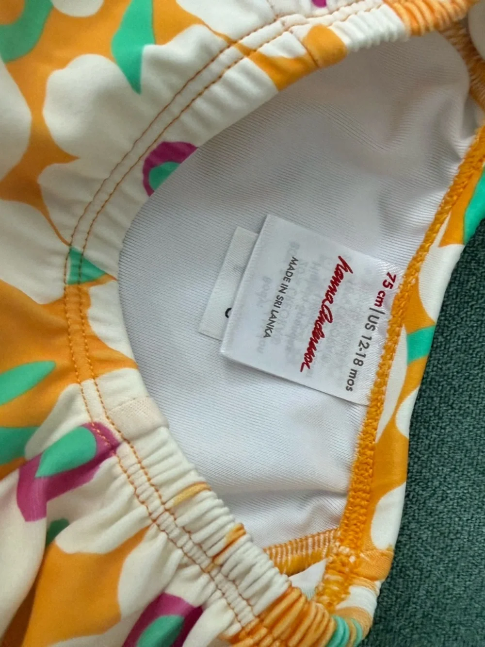 Hanna Andersson 12-18 month Floral One-Piece Swimsuit